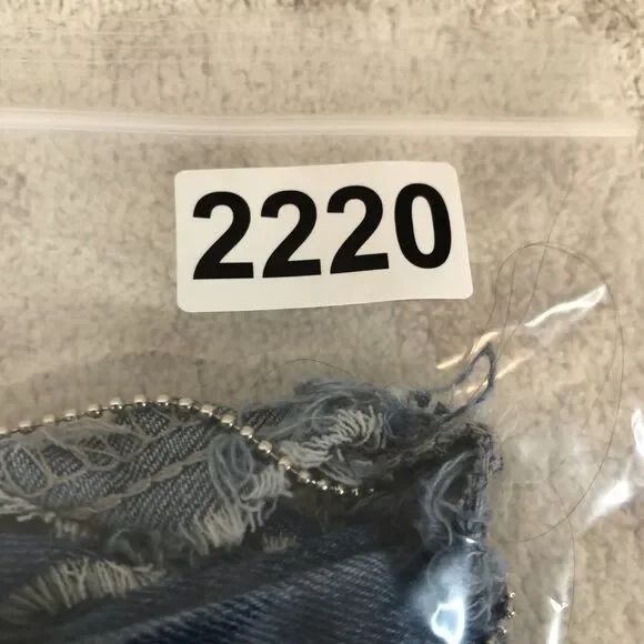 American Bazi jean shorts women’s large blue denim raw edge chain medium wash - Picture 7 of 7